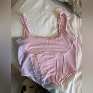 PINK Victoria's Secret Light Pink Corset Knit Tank